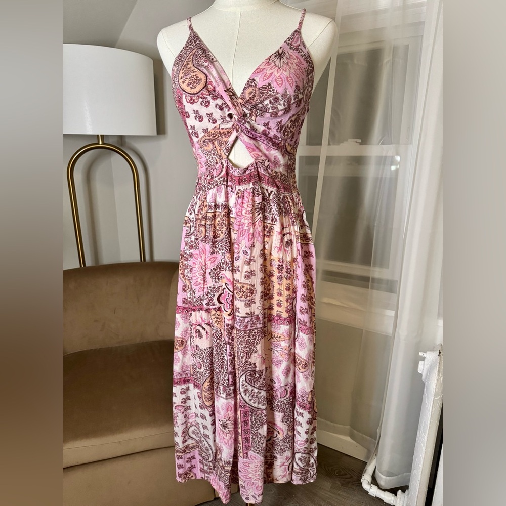 Angie | Twist Front Printed Midi Dress